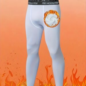 Chaussettes de Compression Thermiques pour Hommes - Pantalons d'Entraînement Pleine Longueur à Séchage Rapide et Haute Élasticité avec Doublure en Polaire, Manches Athlétique Blanc Uni pour la Course D'Hiver, Gym & Entraînement | Lavable en Machine, Ajustement Serré, Isolation Thermique, Idéal pour les Sports Extérieurs & Tenues Décontractées, Doublement Chaudes grâce au Fleece Respirant Confortables, Adaptés aux Styles Sportif/Décontracté Automne-Hiver
