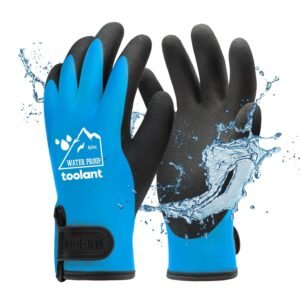 Gants de travail d'hiver thermiques et isolés, imperméables pour hommes et femmes - Gants de congélateur pour temps froid avec compatibilité écran tactile, antidérapants, doublure en nylon et polaire, lavables en machine, bleu (moyen) pour la construction, la pêche, le jardinage, les activités de plein air