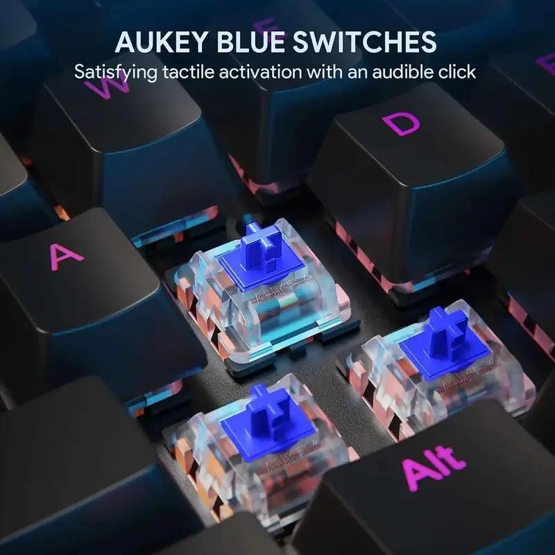 AUKEY KMG12 Mechanical Keyboard 104key with Gaming Software, Blue Switches, RBG Light, 7 Pre-set Colors+12 Lighting Configurations, Full N-Key Rollover - Image 7