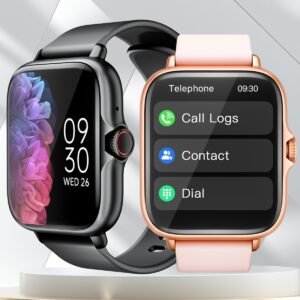 1.83'' Full Touch Screen Smart Watch |, Message Alerts, Call Answering, Sports Pedometer, Health Monitoring, Compatible with iPhone/Android, Alloy Body, Silicone Strap, DESERTCAT - Ideal Gift for and Birthdays