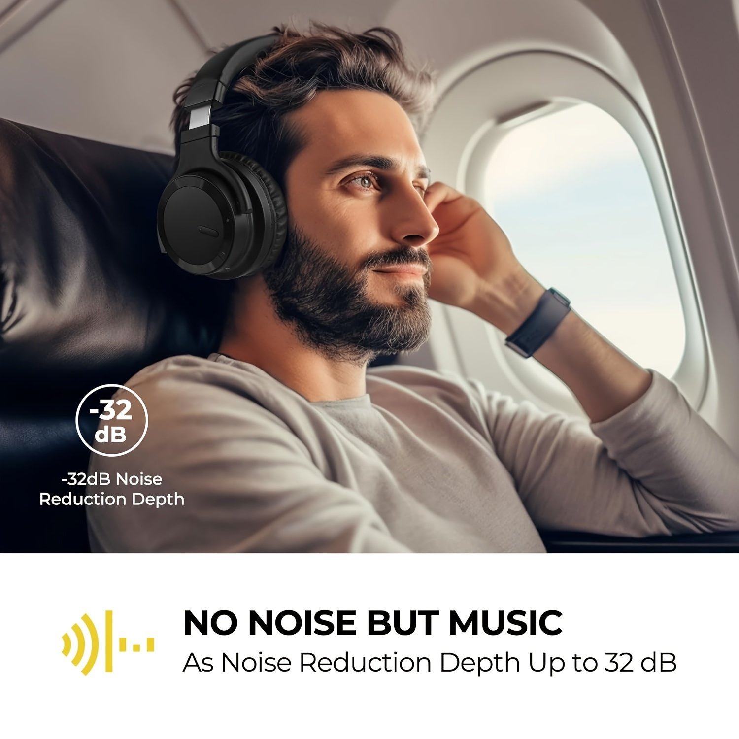 Active Noise Cancelling Headphones Wireless Headphones with Rich Bass, Clear Calls, 30 Hours Playtime, Comfort Fit, Black - Image 13