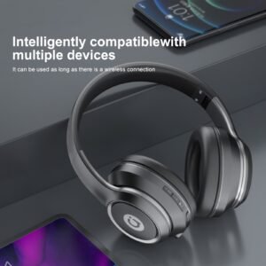 ASUS over-ear wireless headphones with microphone, foldable, long battery life, includes 3.5mm audio cable for PC connection, wireless compatibility with Android and iOS.