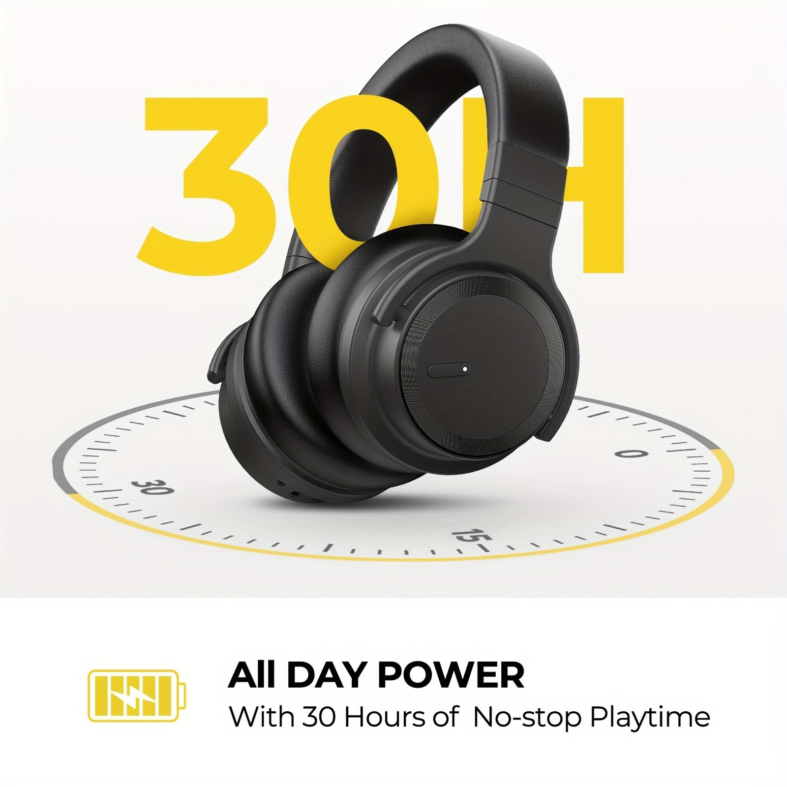 Active Noise Cancelling Headphones Wireless Headphones with Rich Bass, Clear Calls, 30 Hours Playtime, Comfort Fit, Black - Image 10