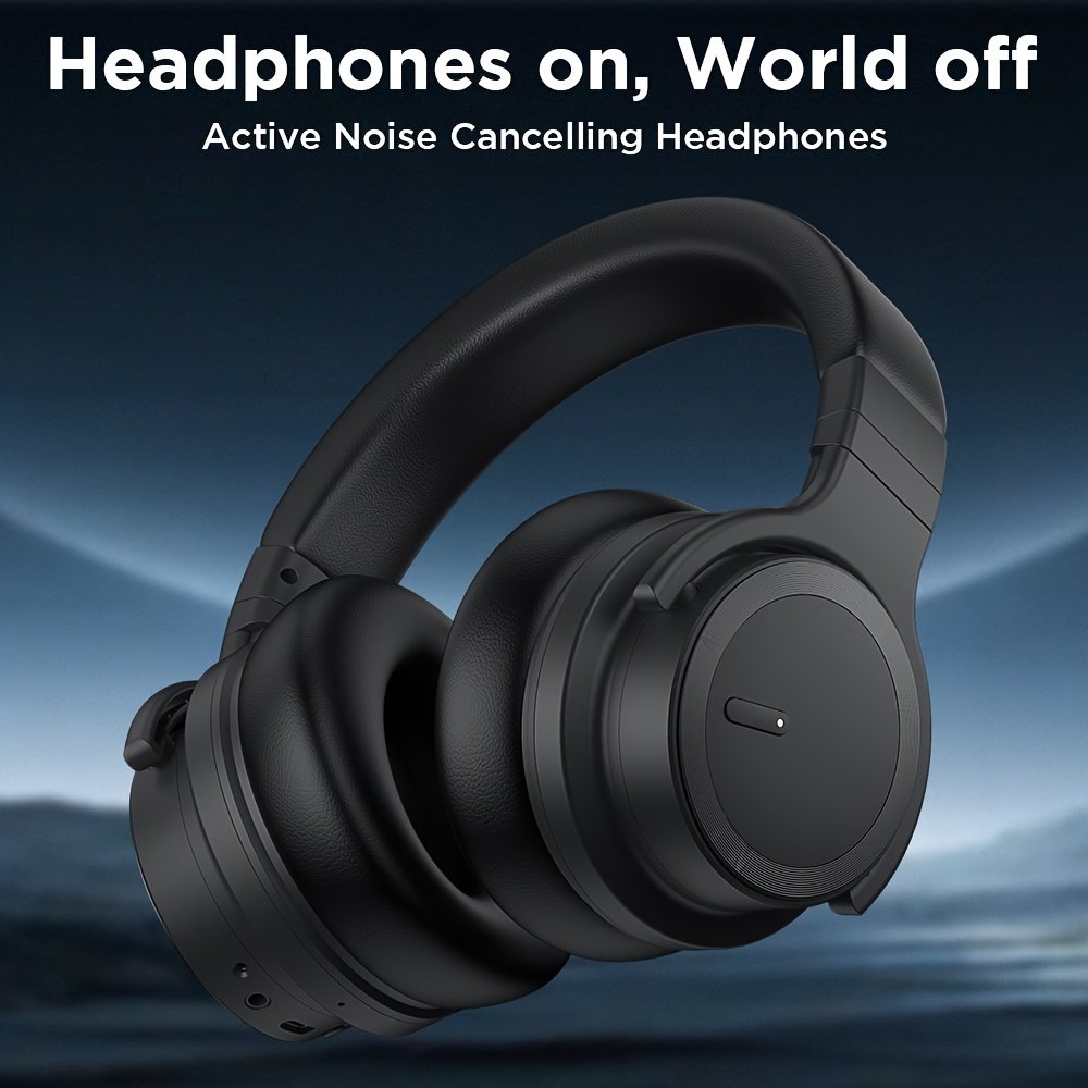 Active Noise Cancelling Headphones Wireless Headphones with Rich Bass, Clear Calls, 30 Hours Playtime, Comfort Fit, Black - Image 6