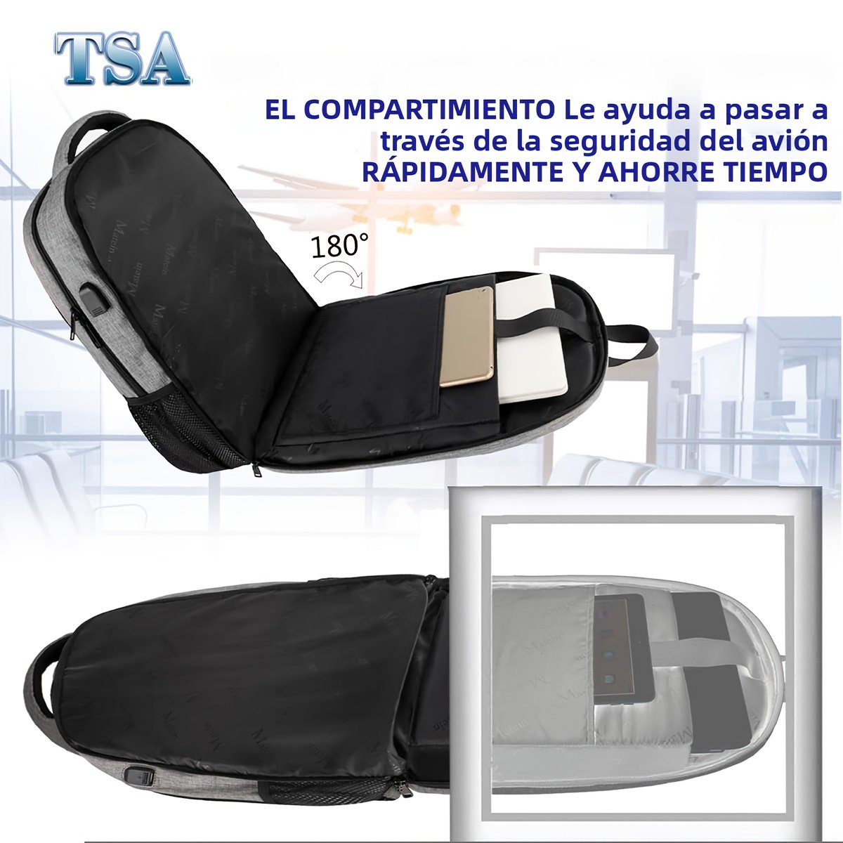 15.6" Anti-Theft Laptop Backpack with USB- Charging Port, High Quality Travel Computer Bag w/USB Cable Compatibility (for power banks), Padded Back & Luggage Strap for for men/Women, College, Office, Carry-On - Fits 15.6 Inch Laptops - Image 5