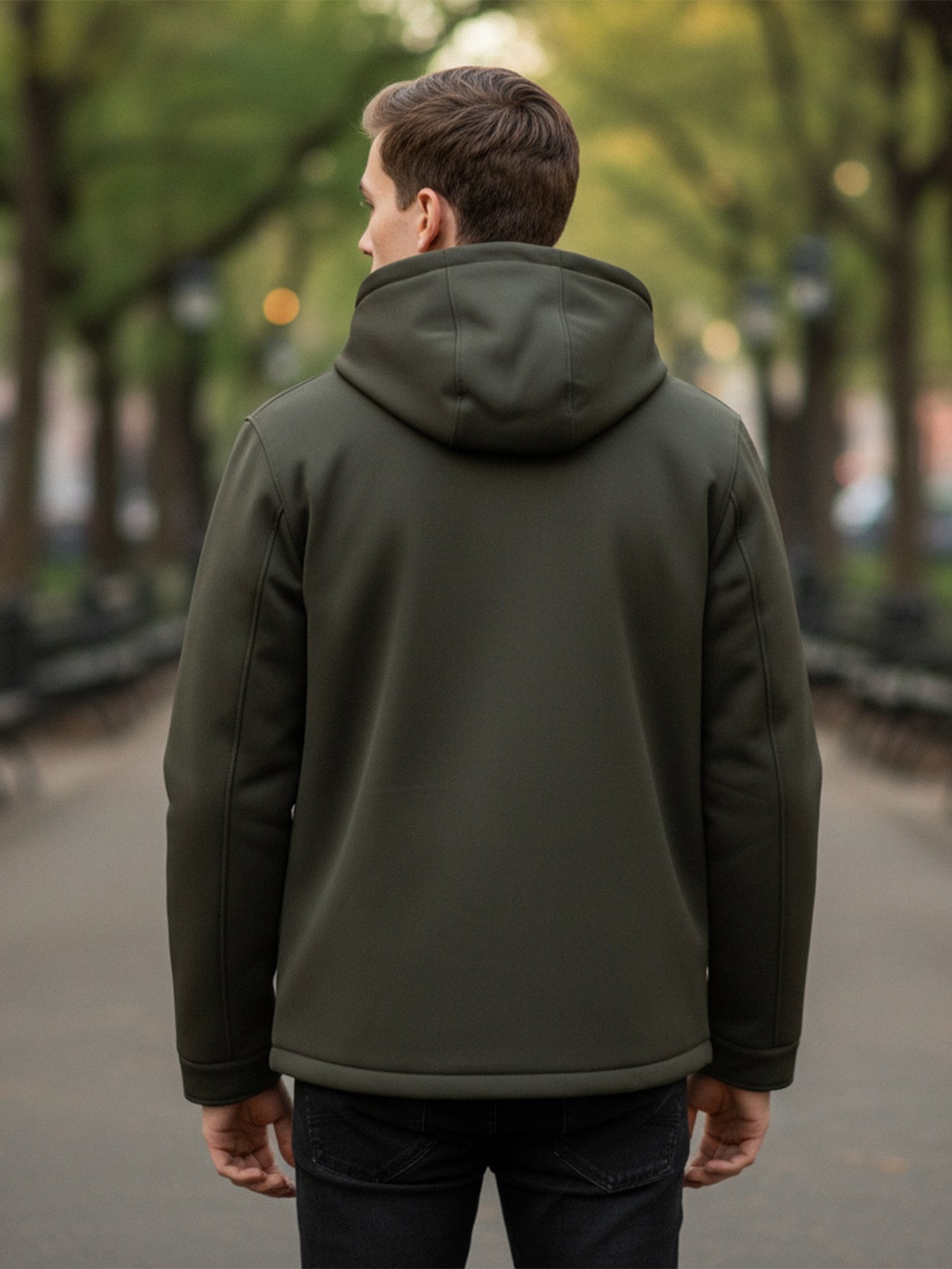 Veste à capuche pour homme à manches longues avec fermeture éclair, haut d'extérieur chaud pour l'automne avec poches - Image 5