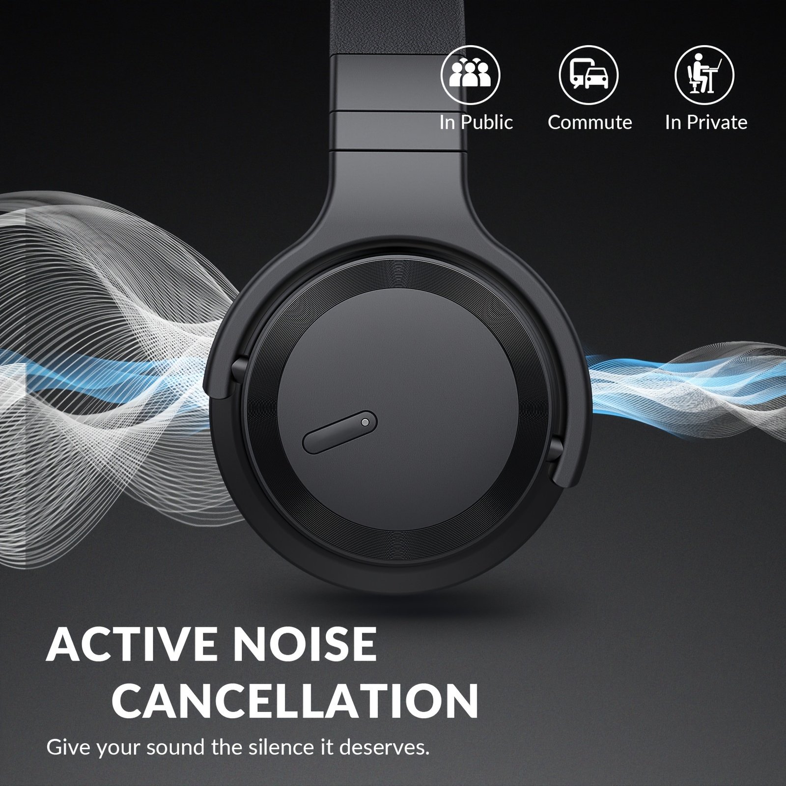 Active Noise Cancelling Headphones Wireless Headphones with Rich Bass, Clear Calls, 30 Hours Playtime, Comfort Fit, Black - Image 8