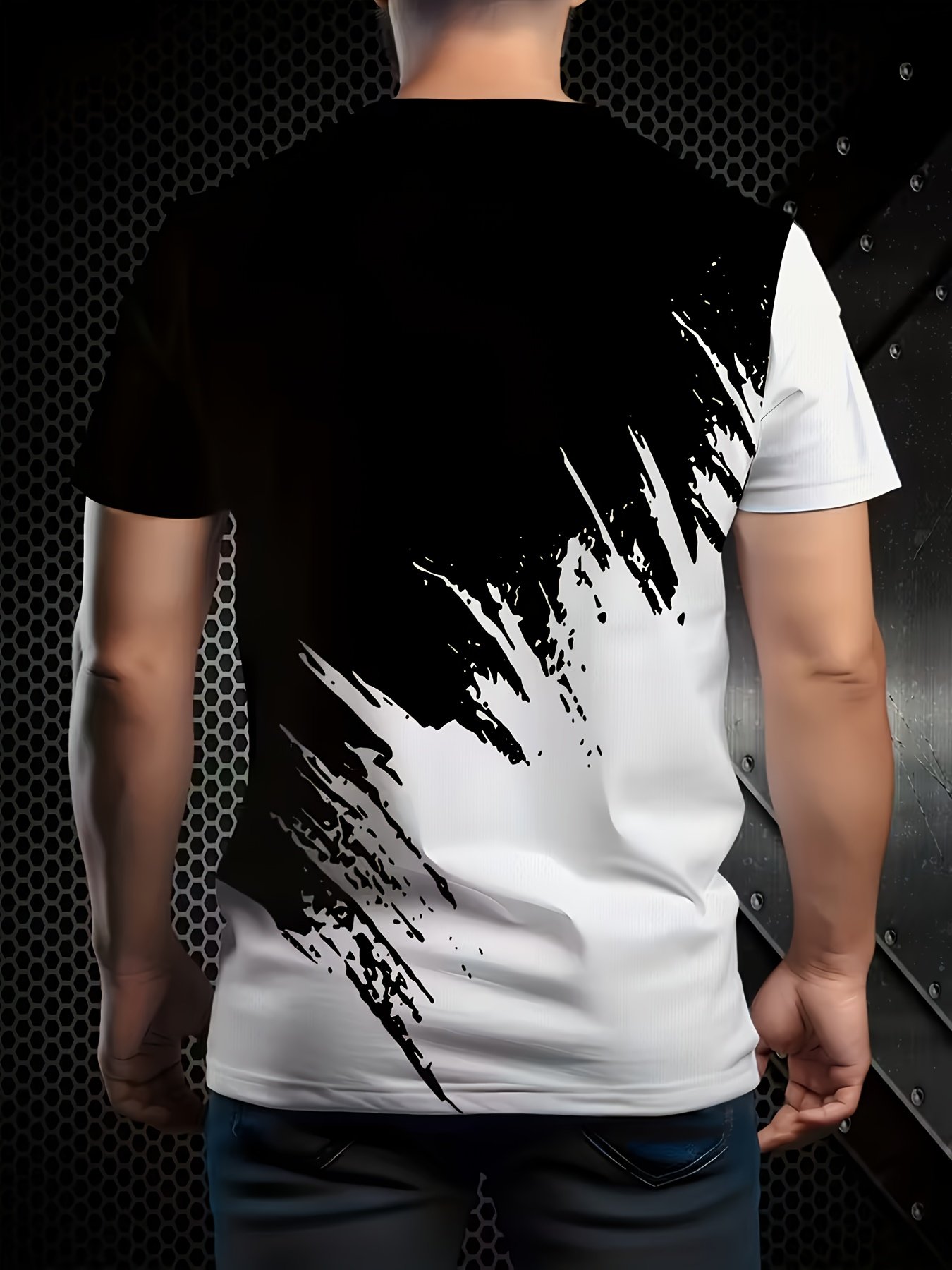 3pcs Men's Color-Block Short-Sleeve T-Shirt - Summer Round Neck Casual Tees with Multi-Color Options (,, Grey, Navy) | Machine-Washable Digital Print Shirts Suitable for Summer Wardrobe Essentials - Image 5