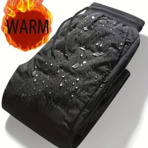 1 pantalon de jogging d'hiver chaud et coupe-vent pour homme | Épaissi avec doublure en polaire, taille élastique, jambe droite, poches multiples, adapté aux activités de plein air et au temps froid, lavable en machine, design de couleur unie