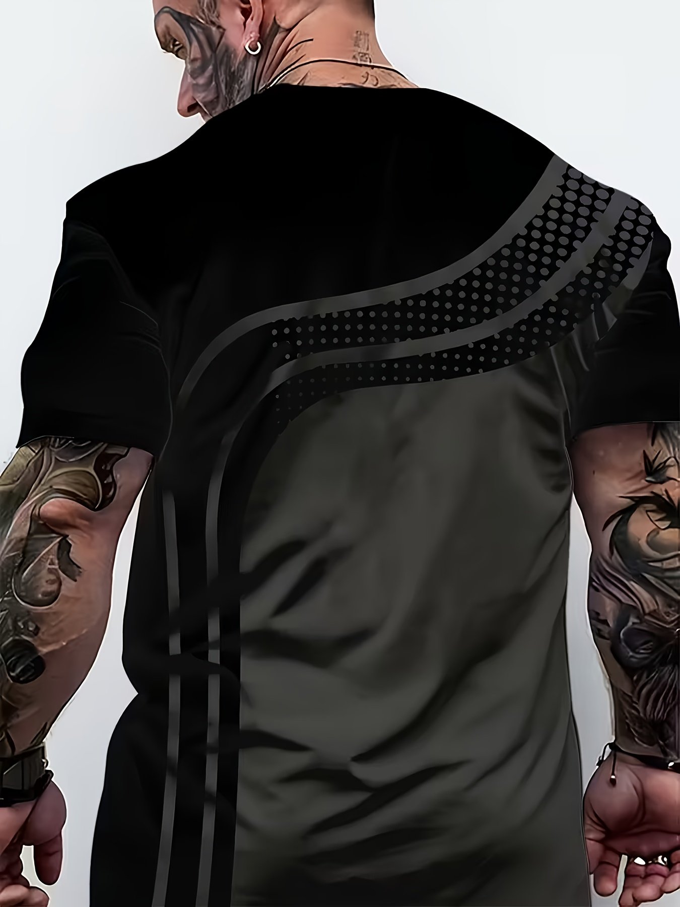 3pcs Men's Color-Block Short-Sleeve T-Shirt - Summer Round Neck Casual Tees with Multi-Color Options (,, Grey, Navy) | Machine-Washable Digital Print Shirts Suitable for Summer Wardrobe Essentials - Image 7