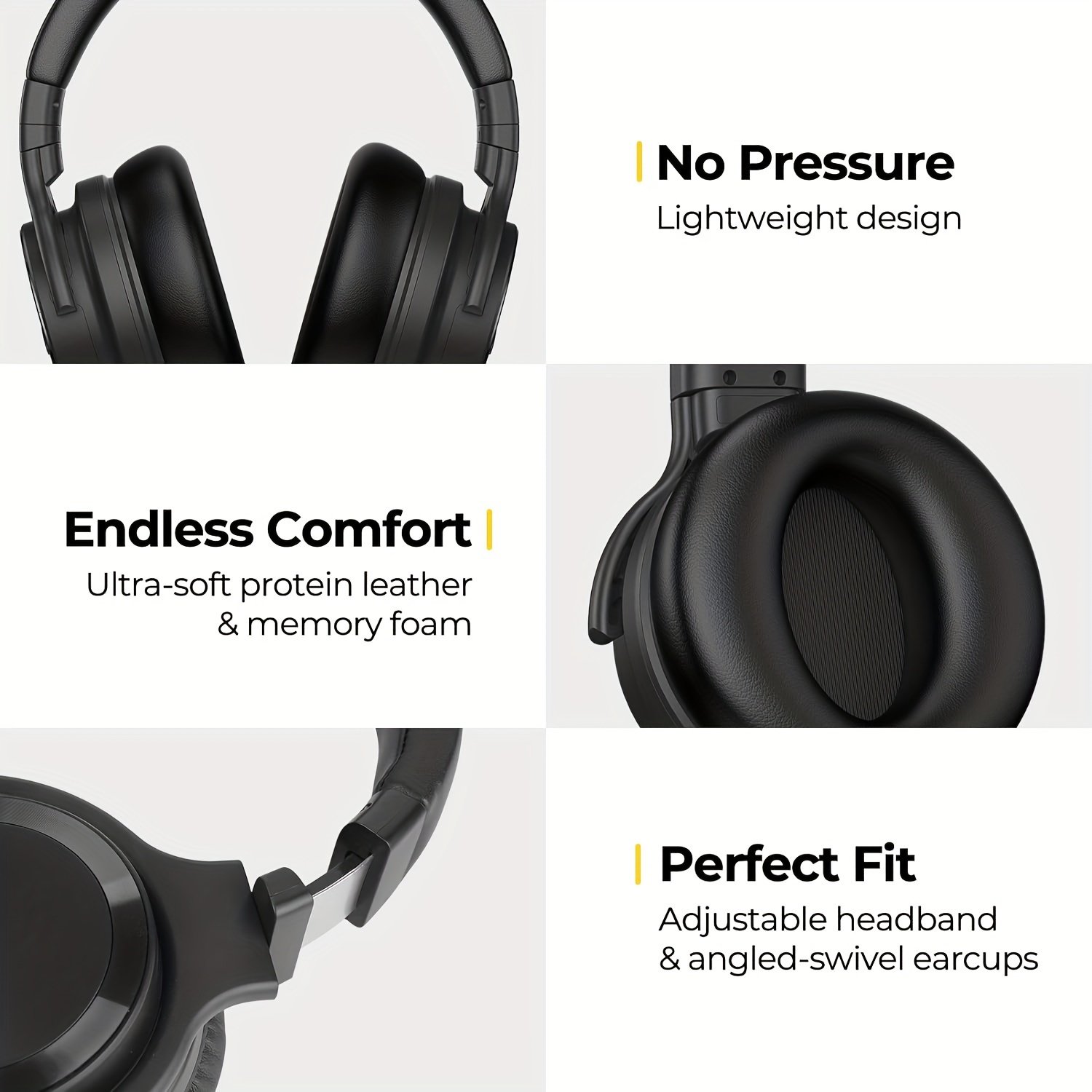 Active Noise Cancelling Headphones Wireless Headphones with Rich Bass, Clear Calls, 30 Hours Playtime, Comfort Fit, Black - Image 12