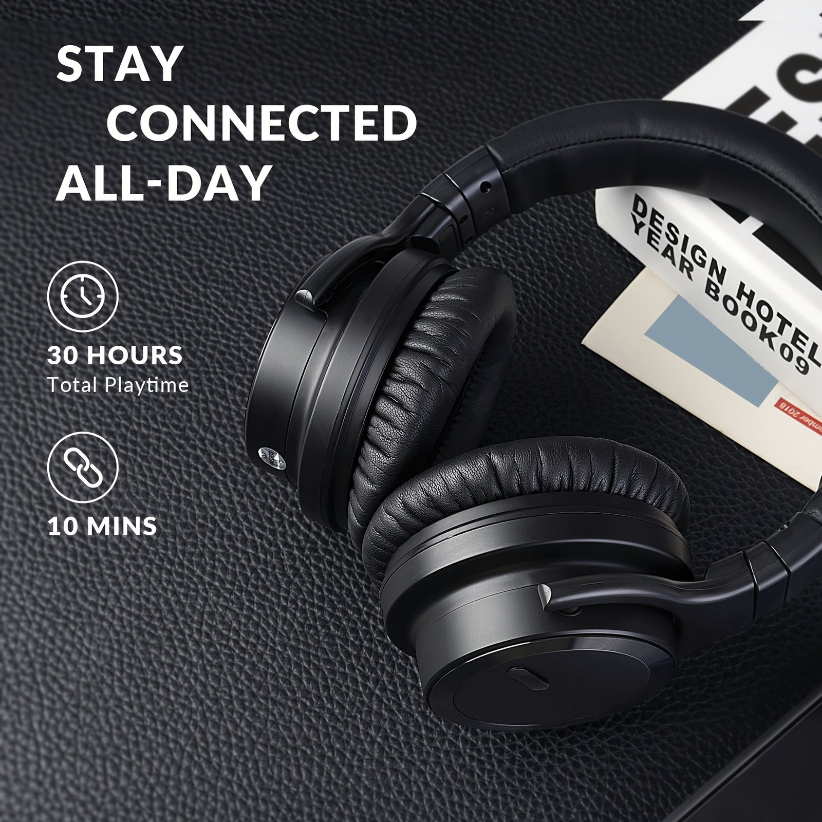 Active Noise Cancelling Headphones Wireless Headphones with Rich Bass, Clear Calls, 30 Hours Playtime, Comfort Fit, Black - Image 11