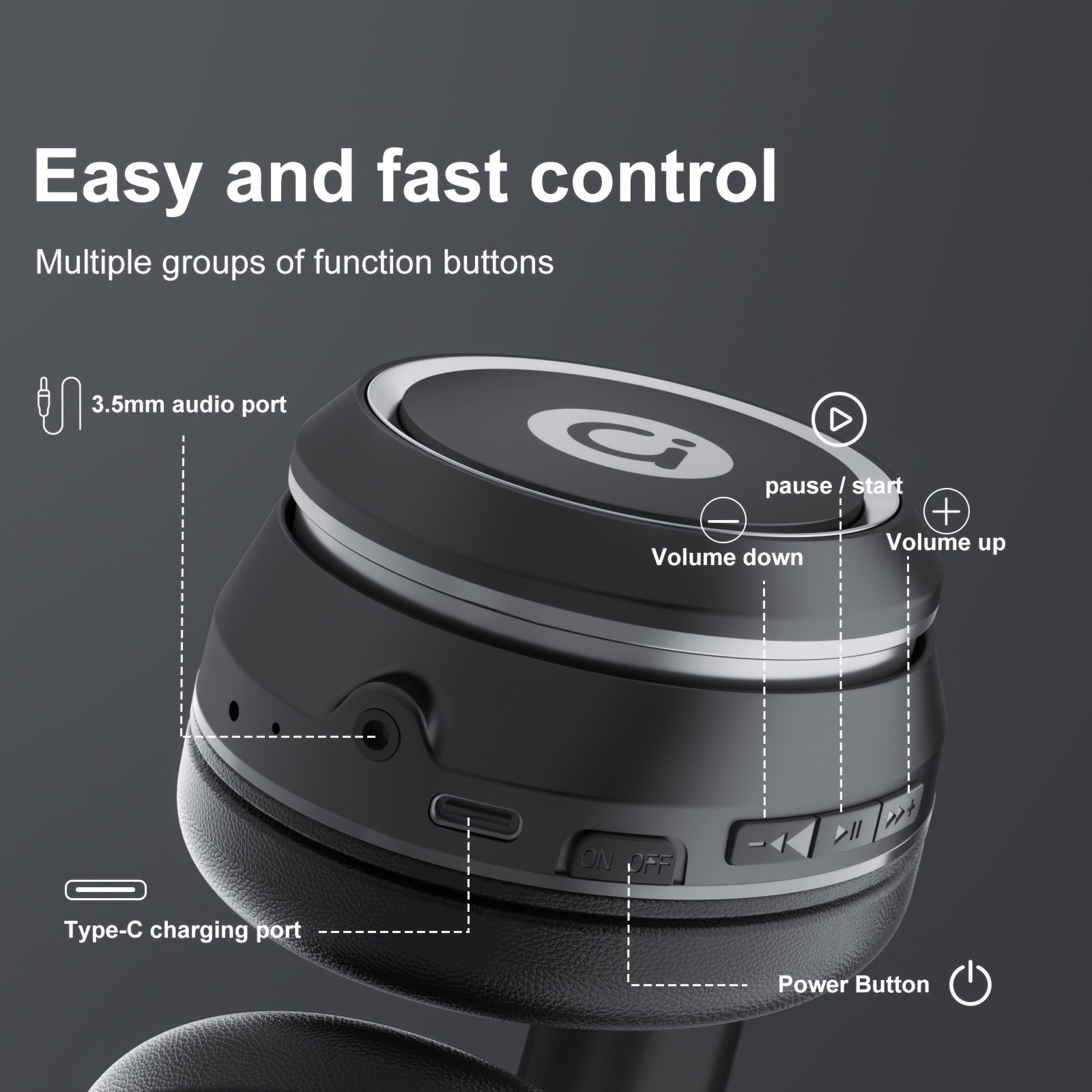 ASUS over-ear wireless headphones with microphone, foldable, long battery life, includes 3.5mm audio cable for PC connection, wireless compatibility with Android and iOS. - Image 4