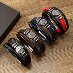 Magnetic Clasp PU Leather Minimalist Bracelet - Trendy Men's Christmas Gift
