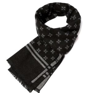 Écharpe d'hiver pour homme avec motif diamant, 100% polyester, 200 g/m², châle tissé pour le cou, style mature, doux et résistant au froid, accessoire de protection du cou à la mode pour l'Europe et l'Amérique