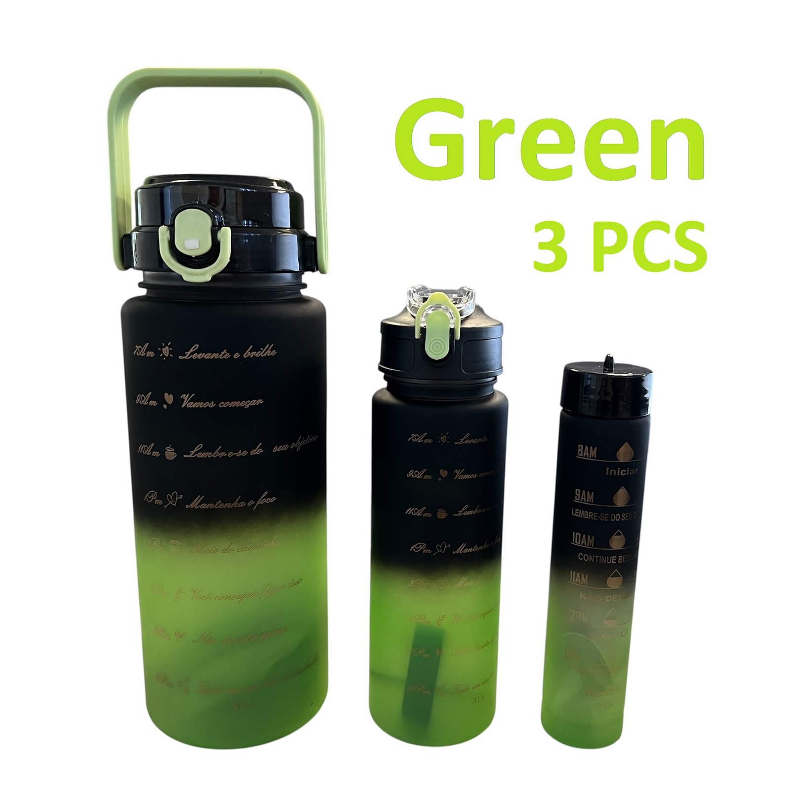 3pièces Ensemble de bouteilles d'eau motivantes avec autocollants et breloques gratuits, gourde d'eau étanche sans BPA avec marqueur de temps (2000ml + 900ml + 280ml) - Image 9