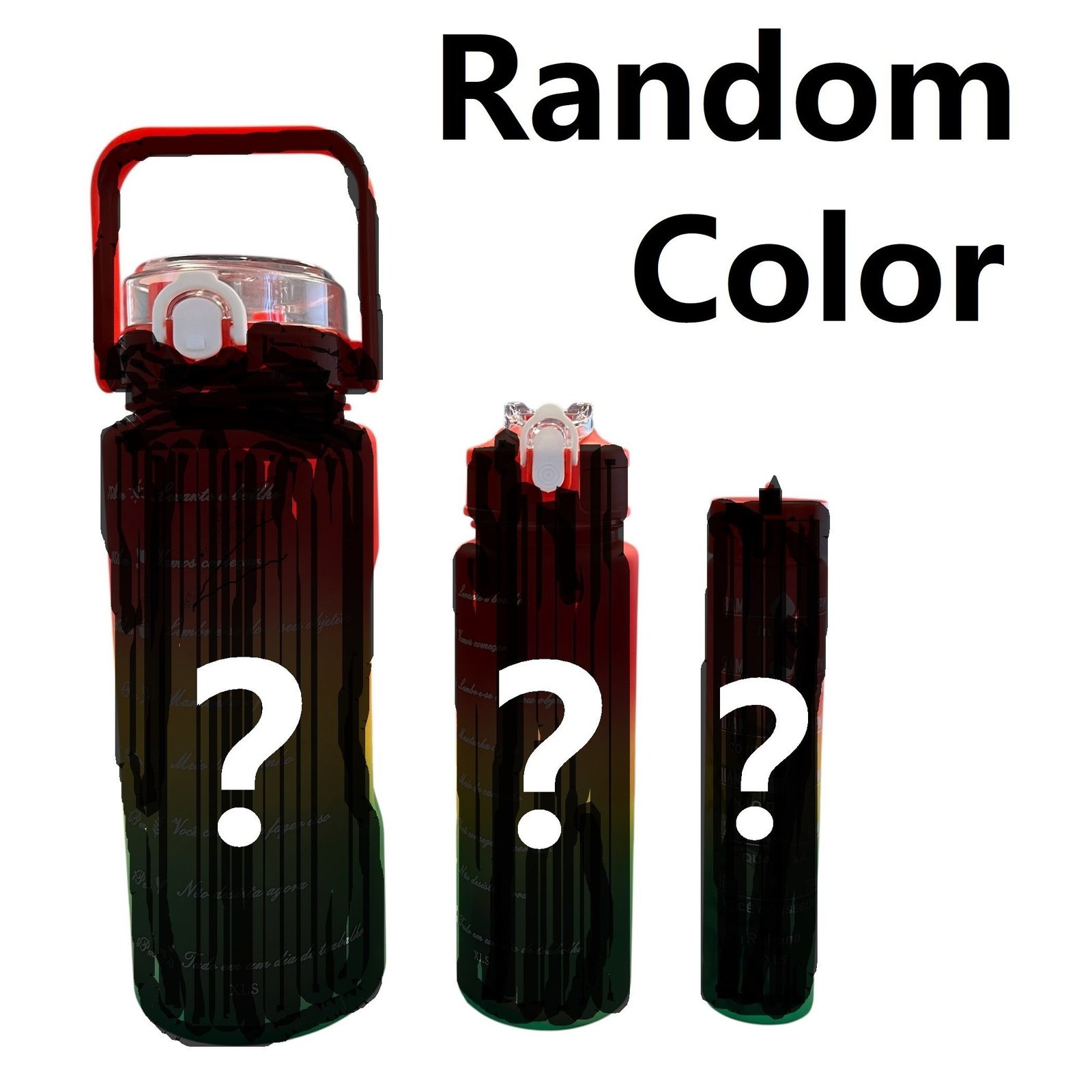 3pièces Ensemble de bouteilles d'eau motivantes avec autocollants et breloques gratuits, gourde d'eau étanche sans BPA avec marqueur de temps (2000ml + 900ml + 280ml) - Image 3