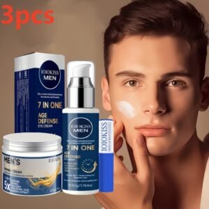 Ensemble de soins du visage pour hommes, comprenant une crème pour les yeux, un baume à lèvres et une crème pour le visage, pour un lifting, des soins quotidiens, des produits de toilettage essentiels pour hommes, une hydratation longue durée, le cadeau parfait pour les hommes et un indispensable pour les soins quotidiens du visage des hommes