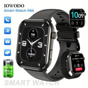 Montre Connectée Unisexe avec Assistant Vocal, Écran AMOLED 1,96 Pouces pour Fitness et Sports Extérieurs. Appels Sans Fil, Podomètre, Lampe LED, 100+ Modes d'Exercice, Batterie Haute Capacité 800mAh, Alertes Multiples Autofonctionnelles, Autonomie de 30 Jours, 2 Bracelets Inclus