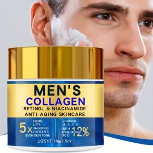 Crème hydratante à la rétinol et au collagène pour hommes 40G, contenant de l'acide hyaluronique, des vitamines A et E - Hydrate et nourrit rapidement la peau sèche et tendue, offrant une retenue d'hydratation longue durée de 48 heures et un lifting, avec une texture légère qui A