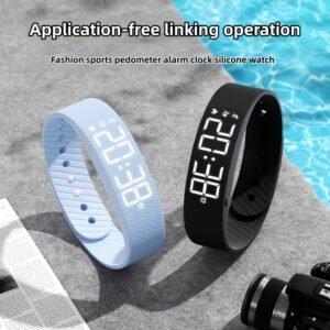 Montre Connectée Mince et Intelligente avec Compteur de Pas, Compteur de Calories & Réveil - Montre Numérique USB pour Étudiants, Podomètre, Chronomètre, Bracelet Souple (Compatible avec /, Non) - Idéale pour le Sport et le Quotidien