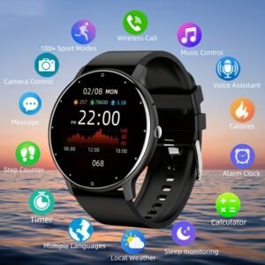 Montre Connectée avec Appels Sans Fil, Alertes de Messages, Voix IA, Suivi du Sommeil, Calories, Compteur de Pas et Plusieurs Modalités Sportives, Idéale pour Divers Sports en Plein Air