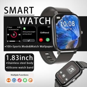 Montre Connectée 1,83 Pouces pour Femmes/Hommes, Plus de 100 Modes Sportifs, Compatible Android et IOS, Montre Légère, Écran Tactile Fluide, Bracelet en Silicone, Compagnon d'Exercice, Surveillance de la Santé/Notifications/Compteur de Pas/Calories/Activité, Appareil Connecté Moderne, Traqueur