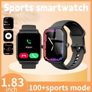 Montre à écran tactile intelligent de 1,95 pouce | connecté multifonctionnel de fitness avec connectivité sans fil vers Android et téléphones mobiles, en silicone réglable, dispose d'un rappel d'hydratation, d'un entraînement respiratoire et d'un suivi du sommeil
