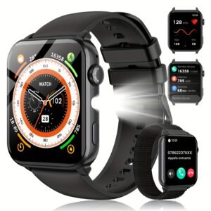 Nouveau Smartwatch Amélioré pour Femmes 2025, Fonction d'Analyse du Sommeil, Fonction Vocale IA, Appel Sans Fil, Réception de Messages, Batterie 100 Jours/ Lampe de Poche LED/ Boussole/ 2 s, Montre Connectée Extérieure, Plus de 120 Modes Sportifs, Batterie Grande Capacité 350mAh