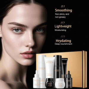 8pcs Ensemble de soins de luxe en collagène lumineux beige - Nourrit en profondeur et lisse le beige lumineux - Contient le Pro-Xylane, la vitamine C - Contient un nettoyant, un toner, un sérum, une crème pour les yeux, une crème de jour, une crème de nuit - Boîte cadeau haut de gamme, convient comme cadeau de vacances, spray ignifuge pour hommes, lotion pour femmes, lotion corporelle, crème pour hommes