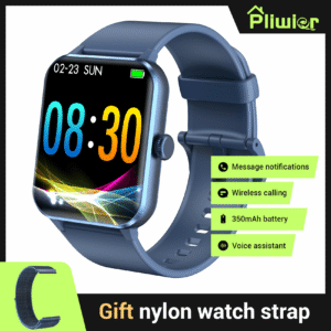 Montre Connectée Pliwier pour Hommes Femmes | Répondre/Passer des Appels, Montre de Fitness 1.85" avec Compteur de Pas, Contrôle de la Caméra, Assistant Vocal, Batterie 350mAh, Plus de 130 Modes Sportifs, Traqueurs d'Activité pour iPhone Android, Bleu