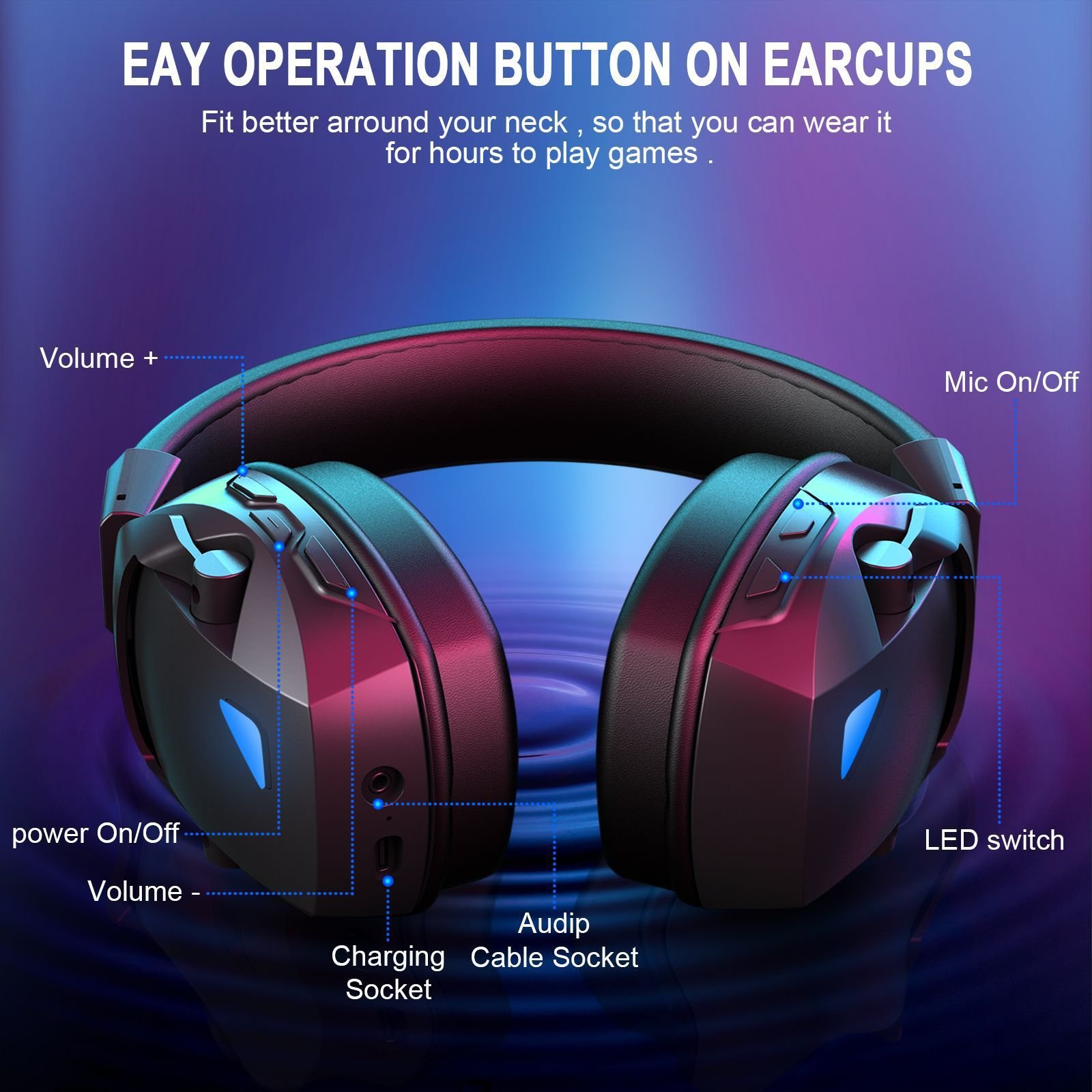 Cross-Border Over-Ear Bluetooth Headphones With Wireless Microphone 2.4G Dual-Mode, For E-Sports, Gaming PCs & PS5 - Image 6
