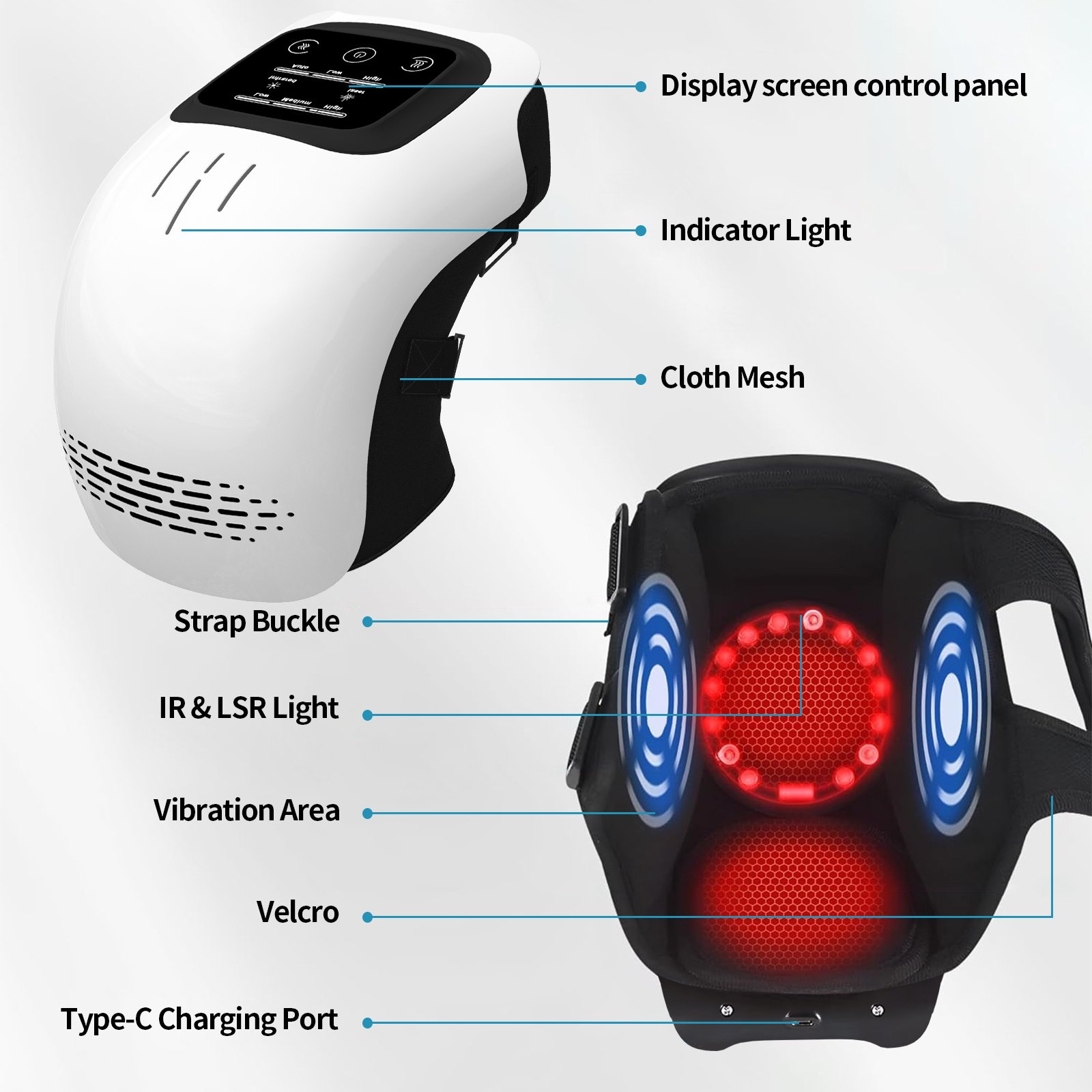 Intelligent Home Use Electric Intelligent Kneading Heating Knee Massager Rechargeable Pain Relief Infrared Laser Vibration Knee Massager - Image 7